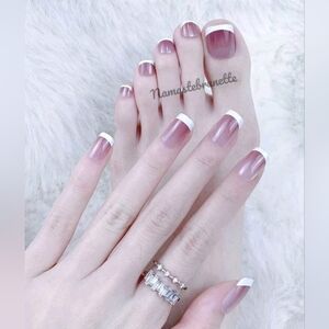 Nwt 48pcs French Manicure & Pedicure Premium Press On Nails